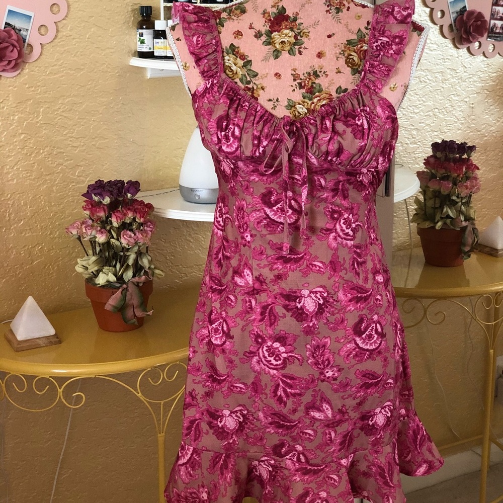 Morning Mist pink floral print dress